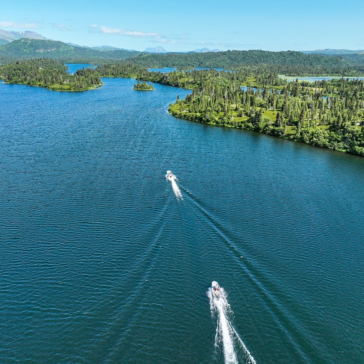 Two boats on Lake Iliamna
