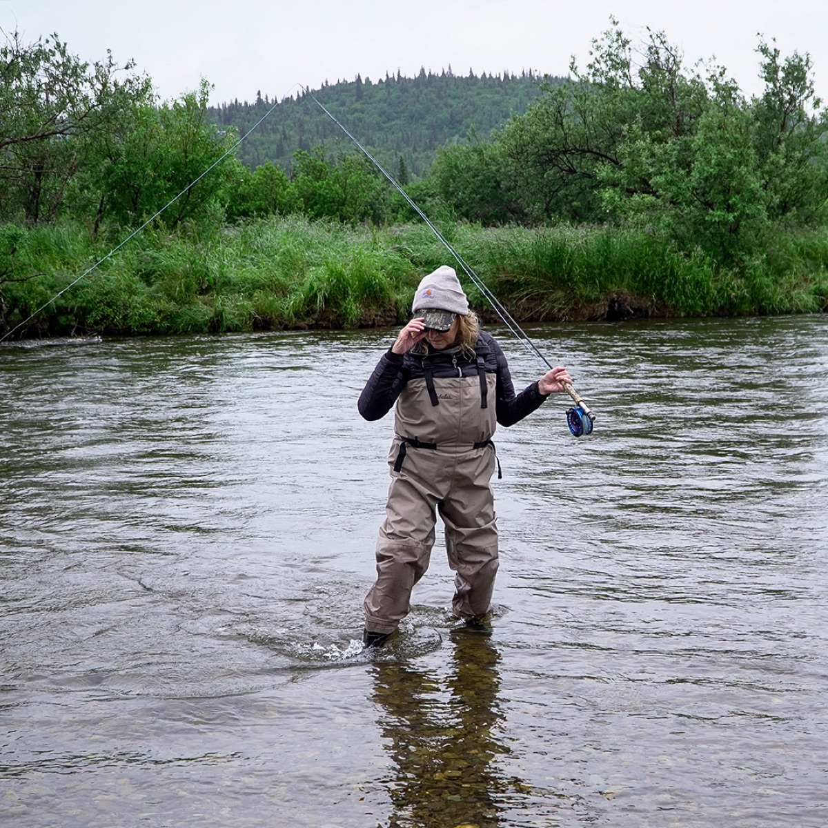 A salmon on the fly